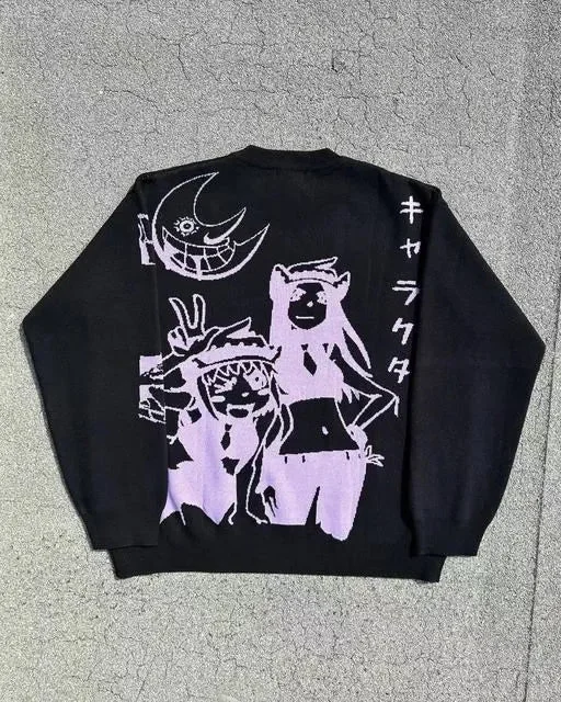 Brownm Anime Knitted Sweater