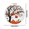 Halloween Pumpkin Night Long Stitch DIY Stamped Embroidery Kit for Adults Beginners Craft Lovers Gift Cross Stitch Kit 24x24cm with 15cm Embroidery Hoop