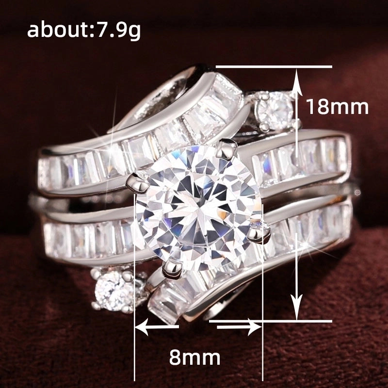 Shiny Geometric Copper Inlay Zircon Rings