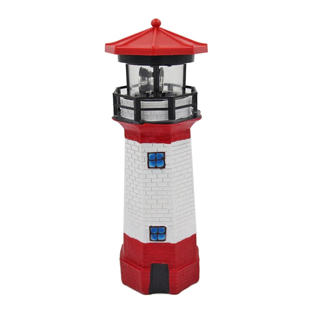 Lighthouse Shape Solar LED Light Garden Decor Smart Sensor Beacon Rotating Lamp