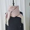 Autumn Winter Grids Knitting Tassels Unisex Shawl Scarf