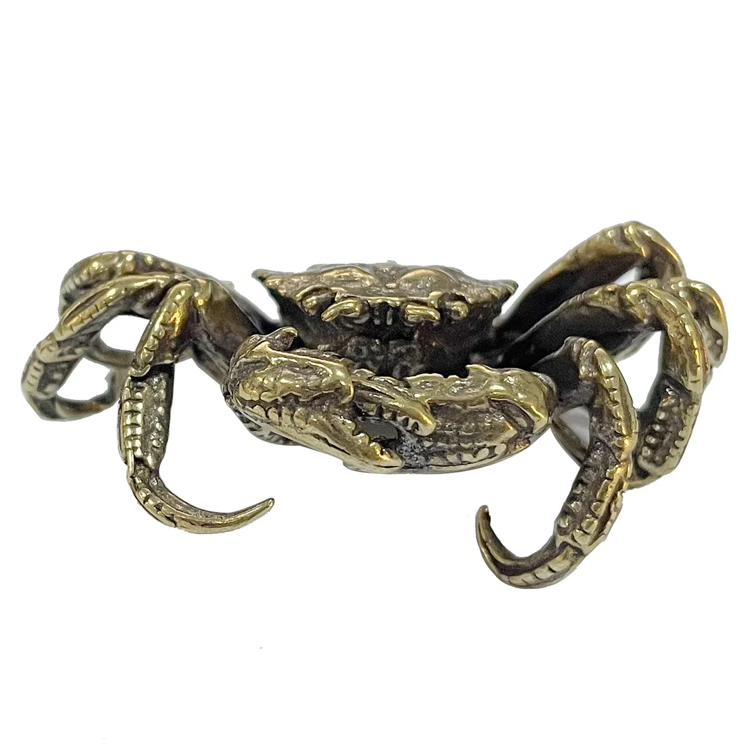Antique Bronze Small Crab Statue Tea Pet Ornament Pure Brass Solid Animal Miniature Figurine Vintage Home Decoration Accessories