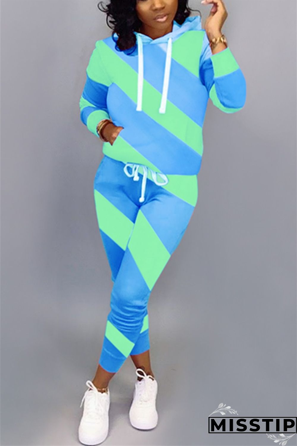 purple Casual Fluorescent Patchwork Two Piece Suits pencil Long Sleeve