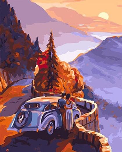 

Watching Sunset From Mountain Road – Paint By Numbers - 40*50CM, 501 Original
