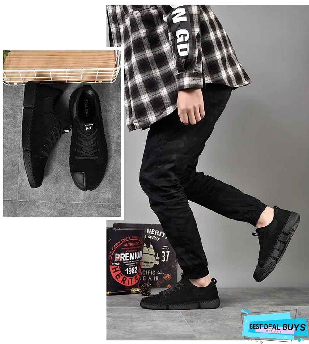 Men Leather Casual Big Size Flats Shoes