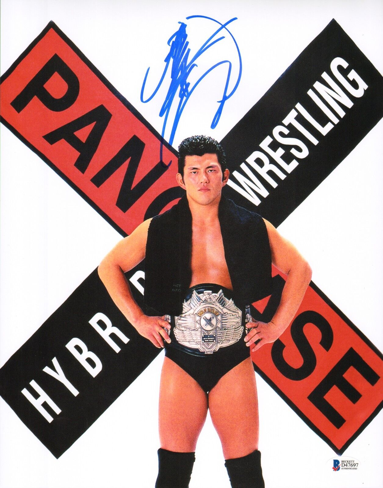 Minoru Suzuki Signed 11x14 Photo Poster painting BAS COA New Japan Pro Wrestling w Pancrase Belt