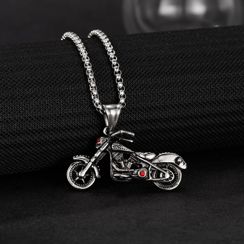 Hip-Hop Vintage Style Rock Motorcycle 304 Stainless Steel Men’s Pendant Necklace Men Pendant Necklaces