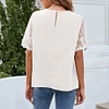 Gioiacombo&trade; Camicia in chiffon con maniche in pizzo girocollo tinta unita