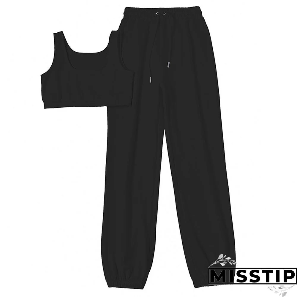 Fitness Crop Tops Sweatpants Summer Tracksuit