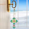 6PCS Diamond Painting Double Sided Cross Keychains Christmas Decoration Gift