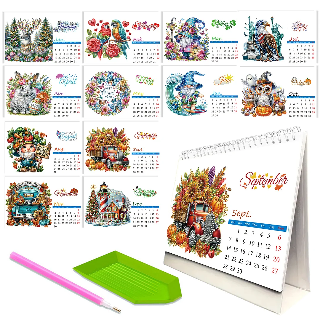 5D/DIY Calendar Crystal Painting Desk Calendars Kit Diamond Painting Calendar