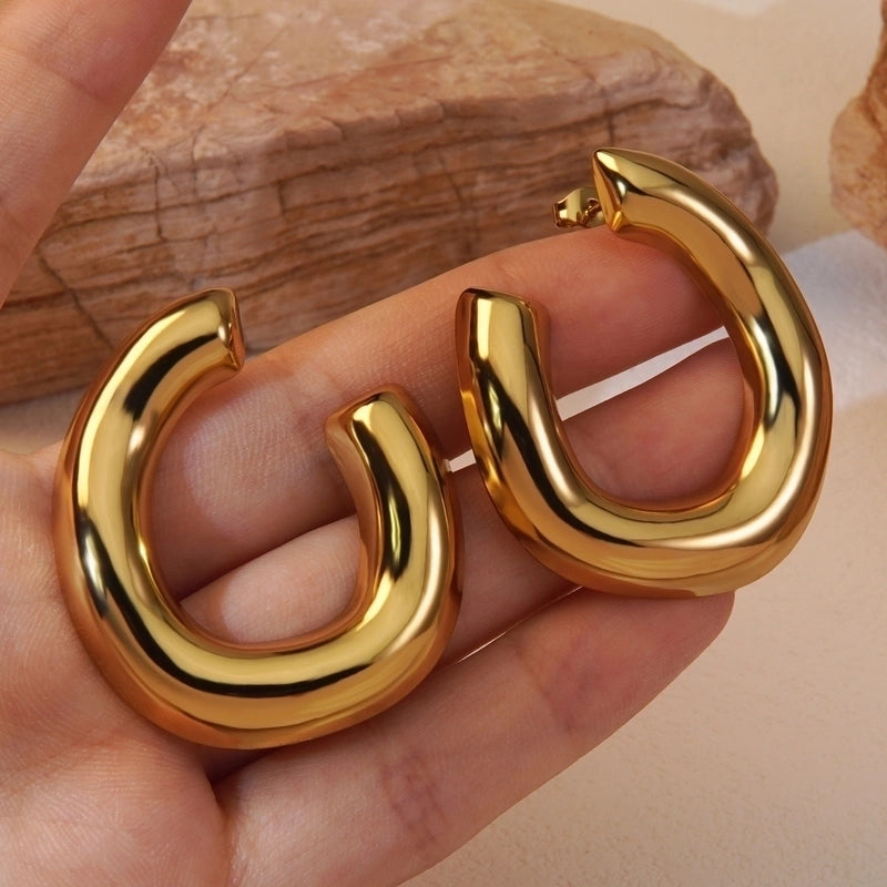 1 Pair Classic Style Asymmetrical Plating Hollow Out 304 Stainless Steel Imitation Gold  Ear Studs