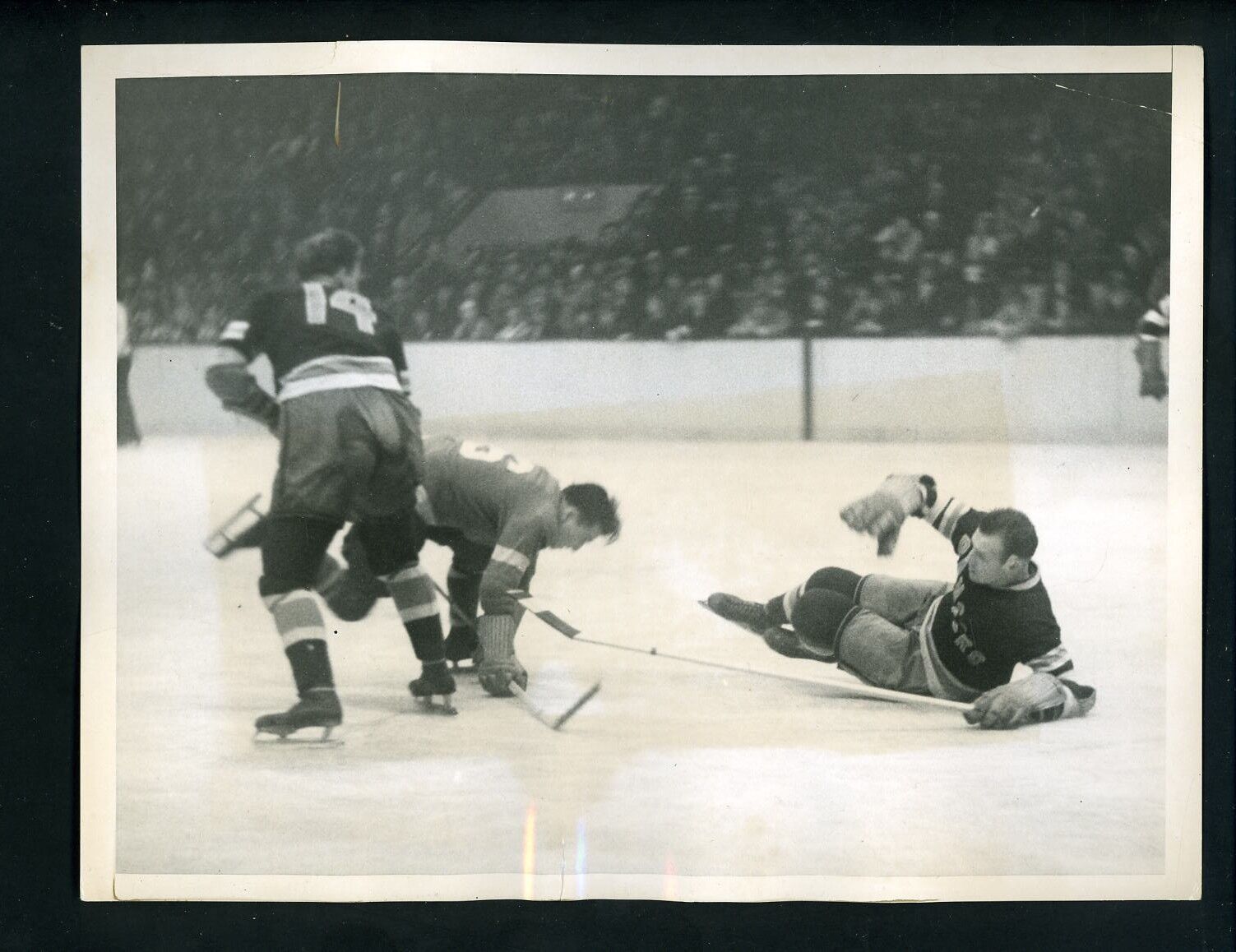 New York Rangers & Red Wings 1936 Type 1 Press Photo Poster painting Ott Heller Colville Lewis