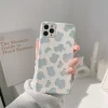 Simple Blue White Dairy Cattle Leather Touch Phone Case for iPhone 7-14