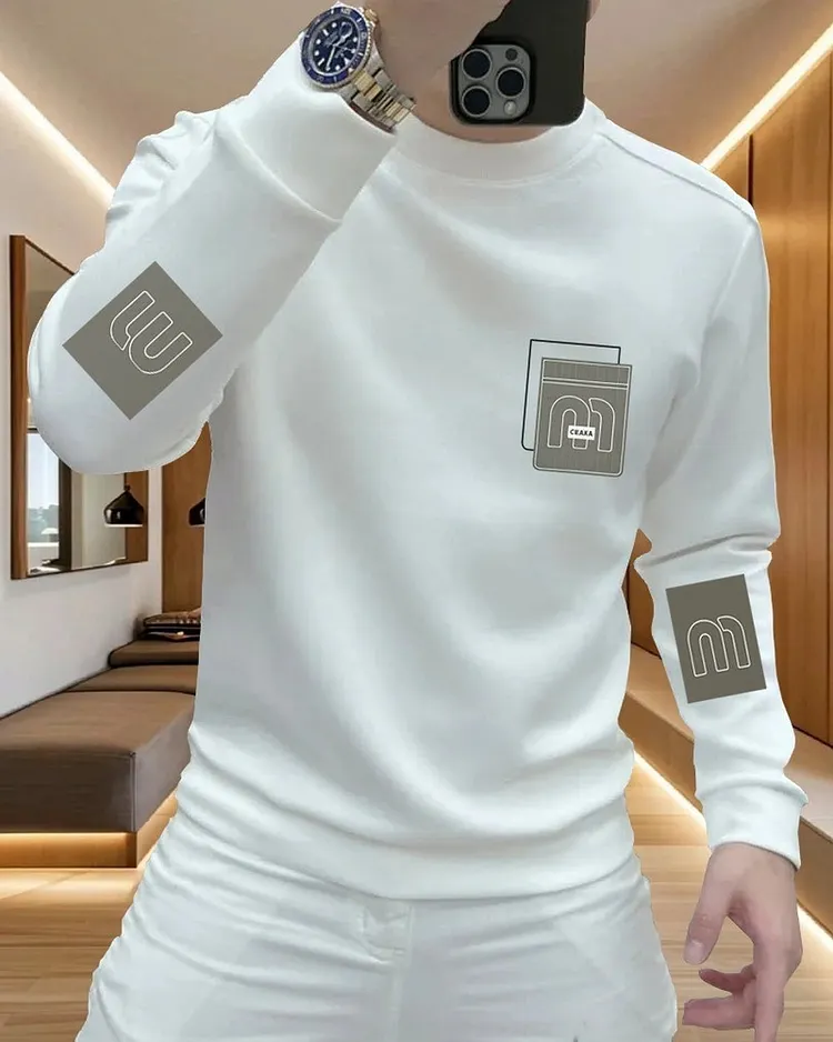 Thickened Men's Crewneck Hoodie for Fall and Winter