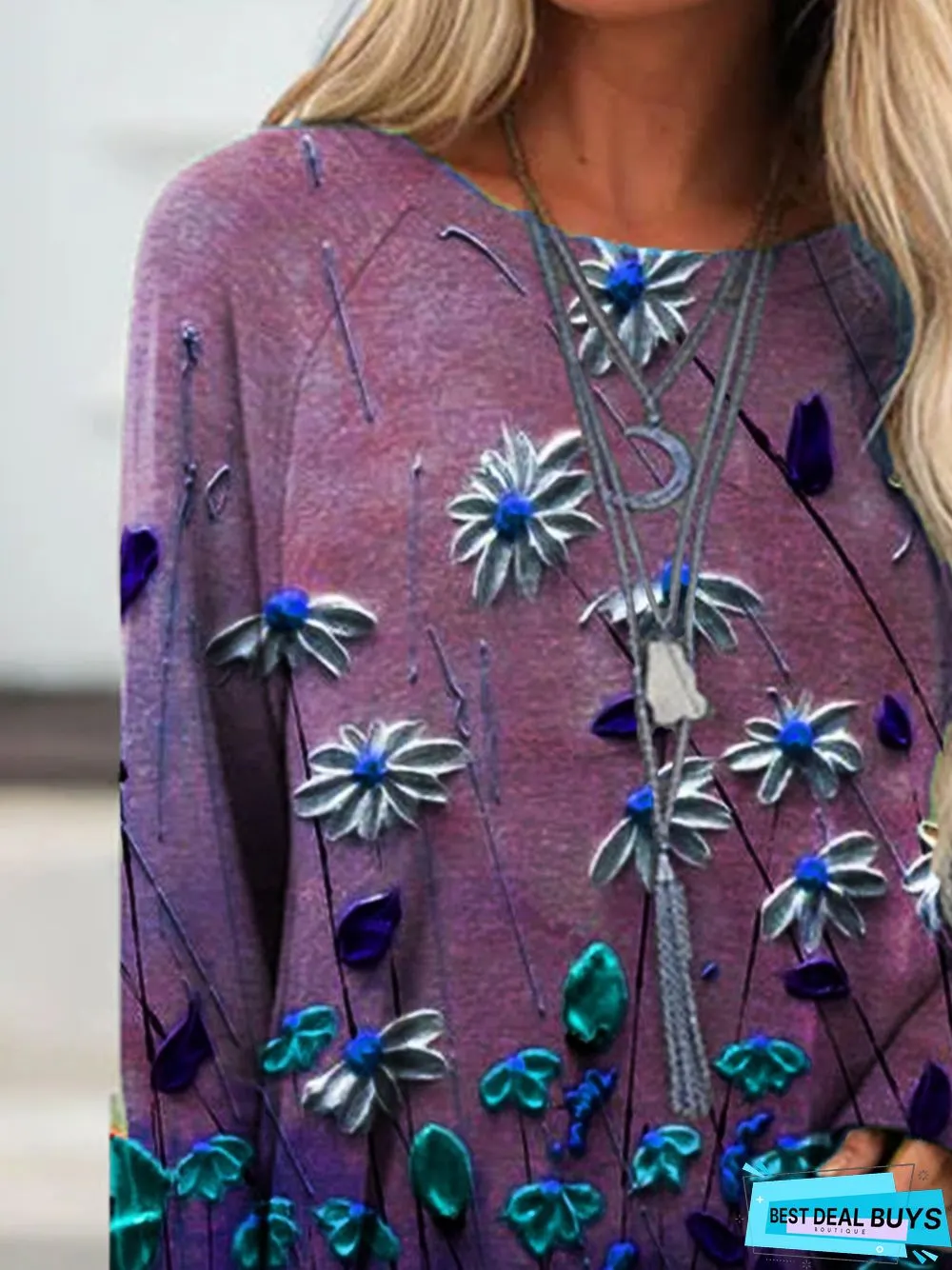 New Women Fashion Boho Holiday Floral Vintage Casual Shift Tunic Top