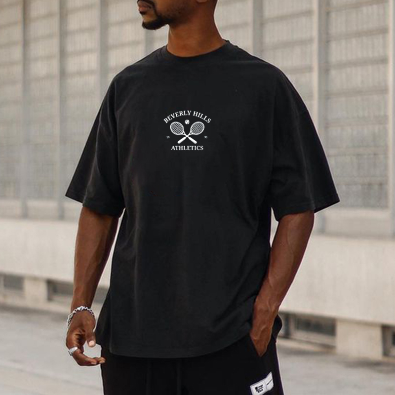 Men's Retro Tennis Round Neck Cotton T-Shirt