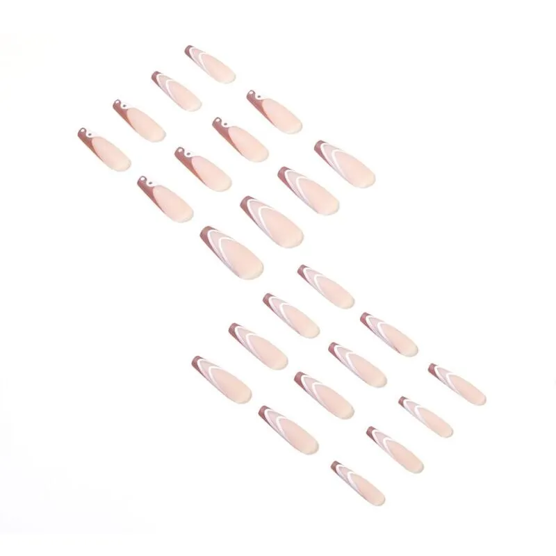 24pcs/Set  French False Nails Extra Long Taiji Pattern Coffin Fake Nails Professional DIY Acrylic Ballerina Full Nail Art Tips-Nail Inspo