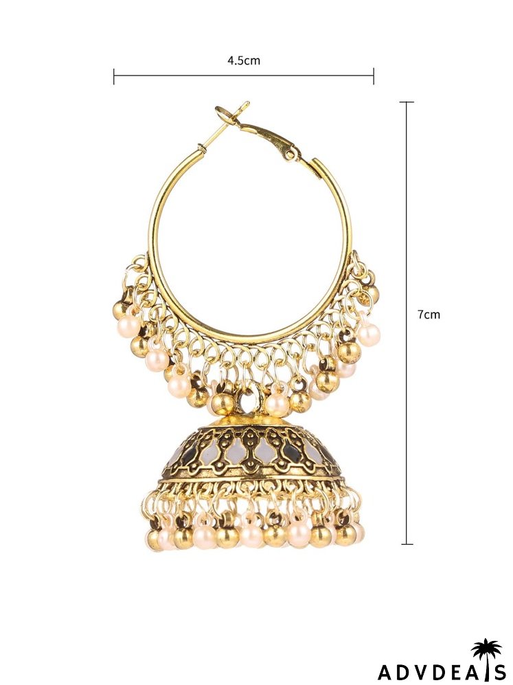Faux Pearl Decor Jhumka Drop Earrings