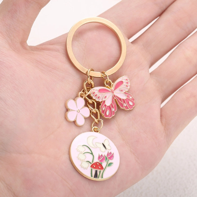 Sweet Flower Butterfly Alloy Enamel Keychain