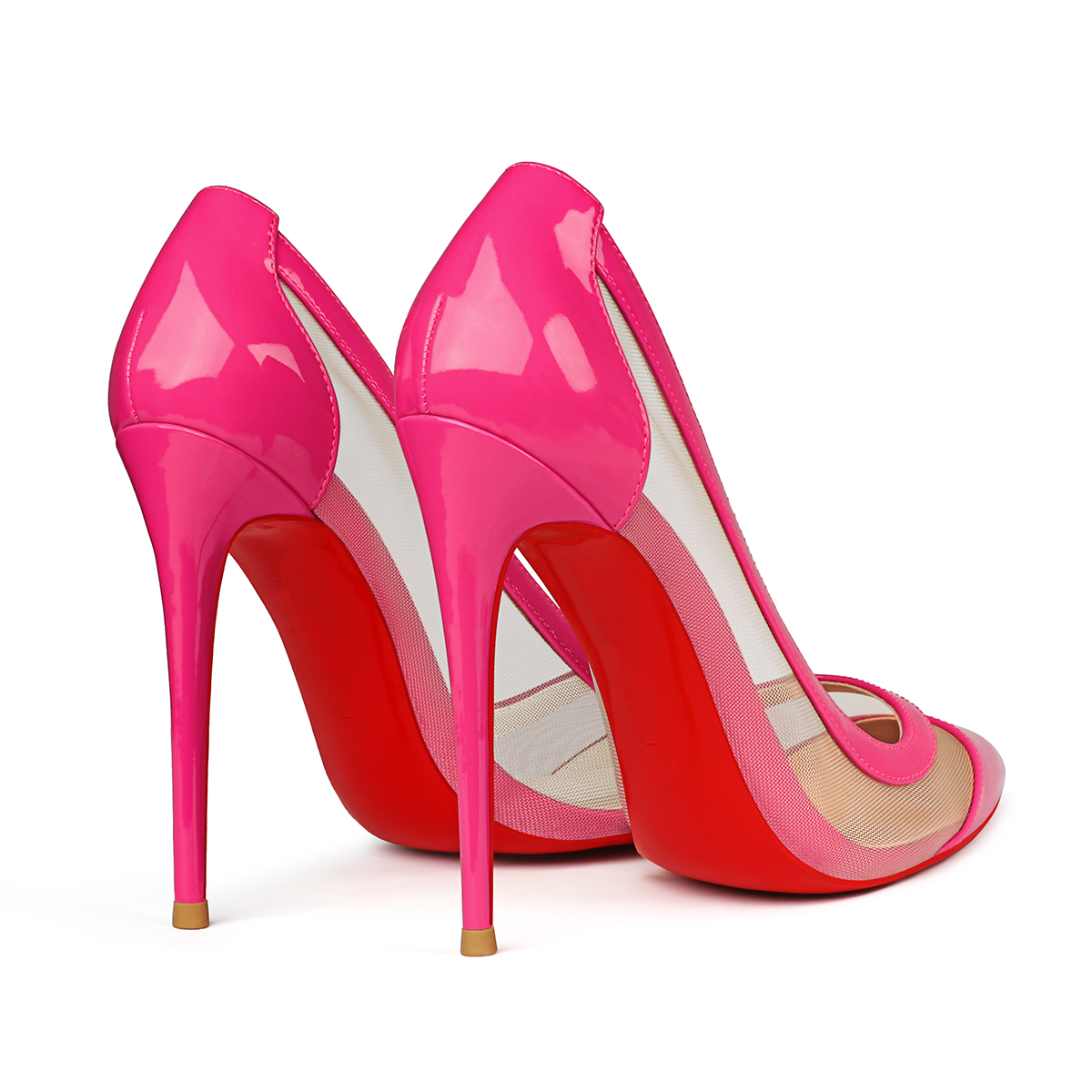 100mm/120mm Women's Breathable Mesh Pointed Toe Red Bottom High Heel Sandals Pumps-MERUMOTE