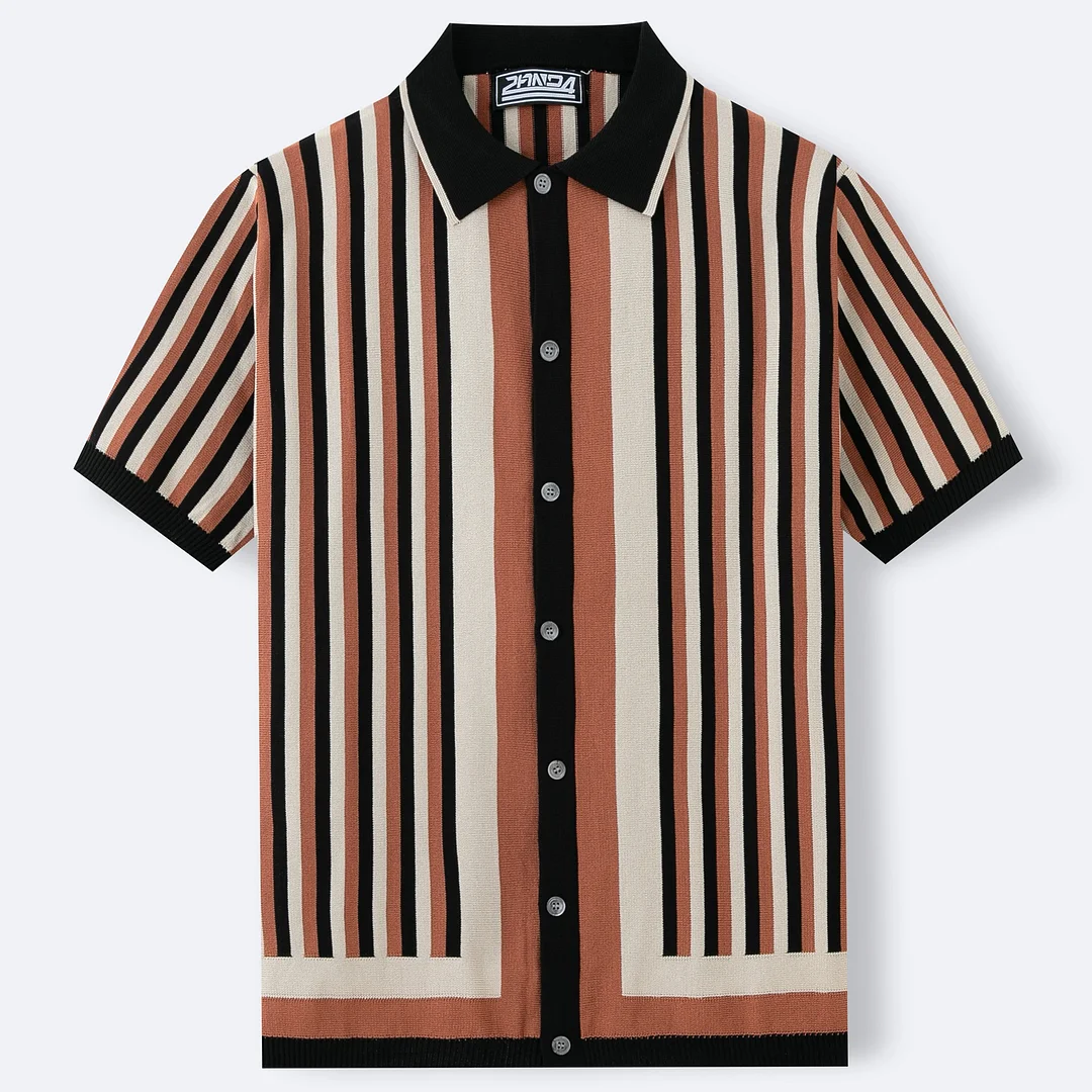 Uveng Uveng Men's Men's Striped Knits Iced Silk Knits Business And Leisure Polo Shirts