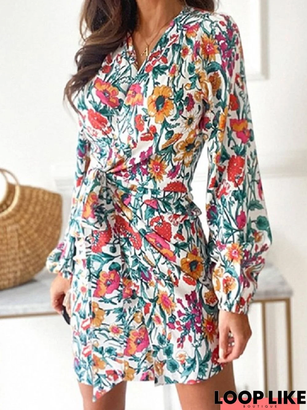 Temperament Fashion Short Skirt Print Dress