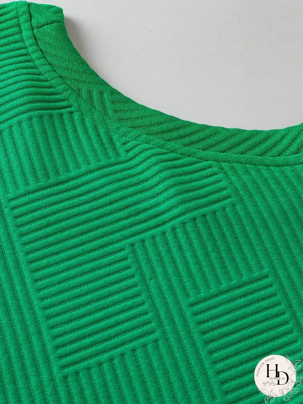 Elegant Dark Green Ruffled Textured Puff Sleeve Blouse