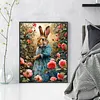 Rose Dress Rabbit Full 18CT DIY Stamped Cross Stitch Kits for Adults Home Decor 40x50cm