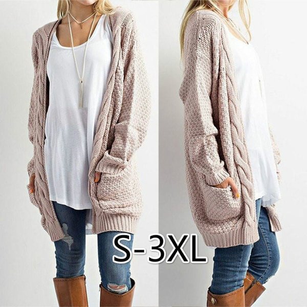 HOT New Women's Fashion Boho Long Sleeve Open Front Chunky Warm Cardigans Pointelle Pullover Cozy Sweater Plus Size( S-3XL ) - Shop Trendy Women's Fashion | TeeYours