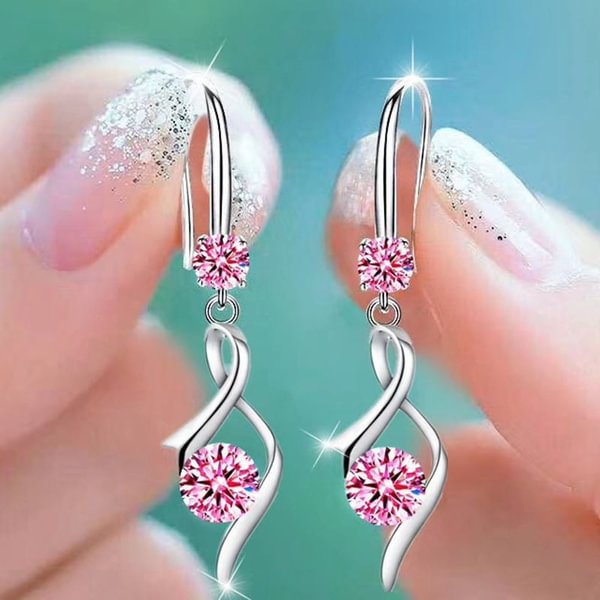 925 sterling silver earrings new women's fashion jewelry earrings blue crystal zircon heart-shaped hollow long tassel hook earrings - Shop Trendy Women's Fashion | TeeYours