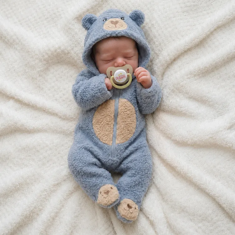 Babeside Pascale 20" Vinyl Reborn Baby Boy Doll, Sleeping Little Infant with Sweet Expression in Blue Bear Plush Outfit, Emotional Comfort Companion