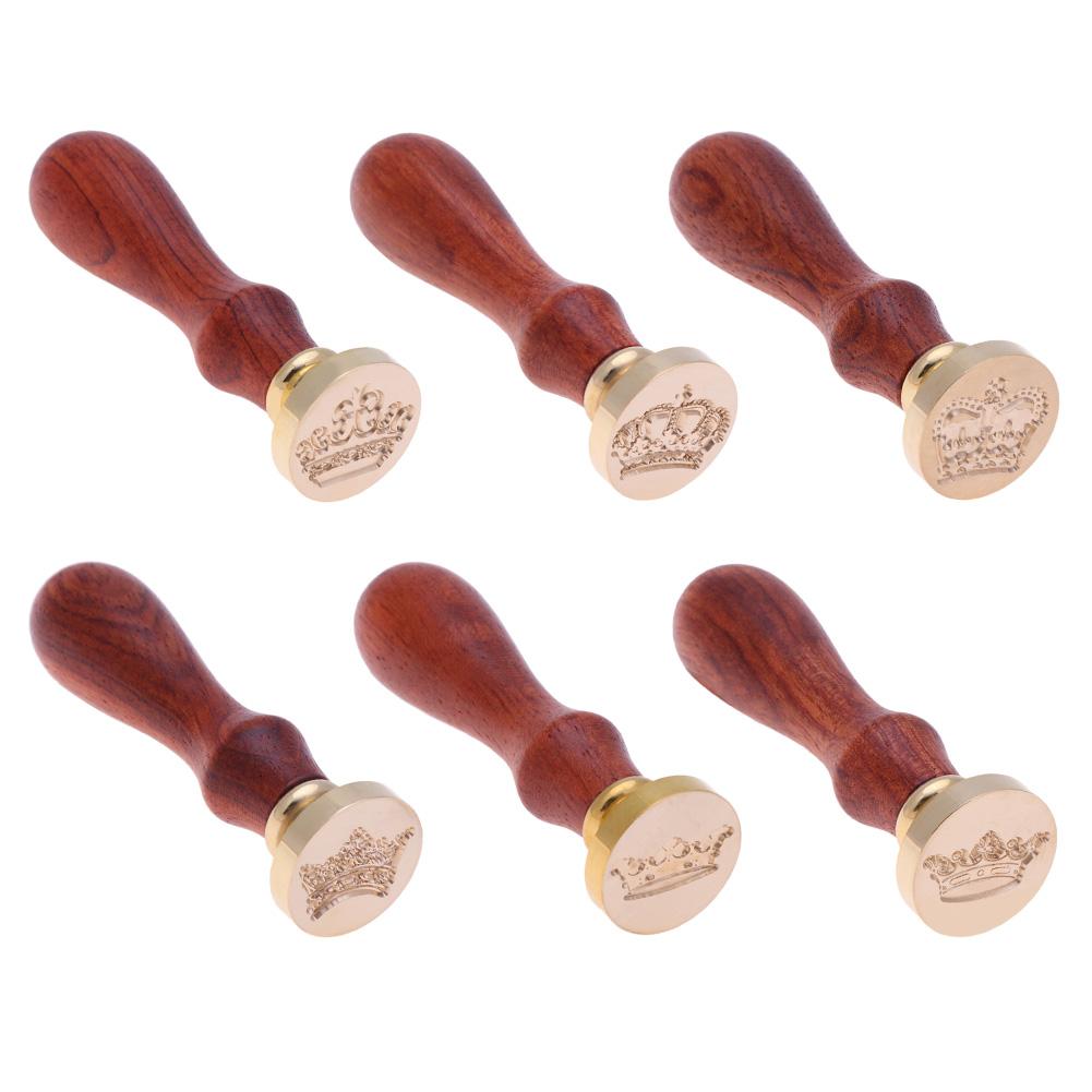 Crown Pattern DIY Retro Wood Stamp Customs Insurance Sealing Wax Seal Post