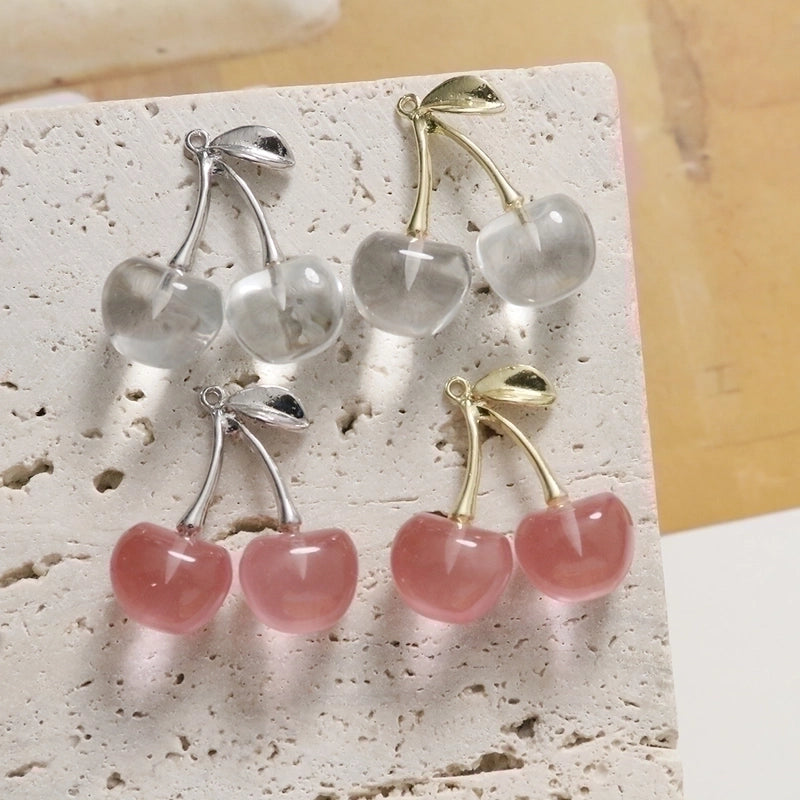 Summer Iced Emulational Fruit Cherry Cherry Diy Three-Dimensional Pendant Accessories Earrings For Women Earring Material
