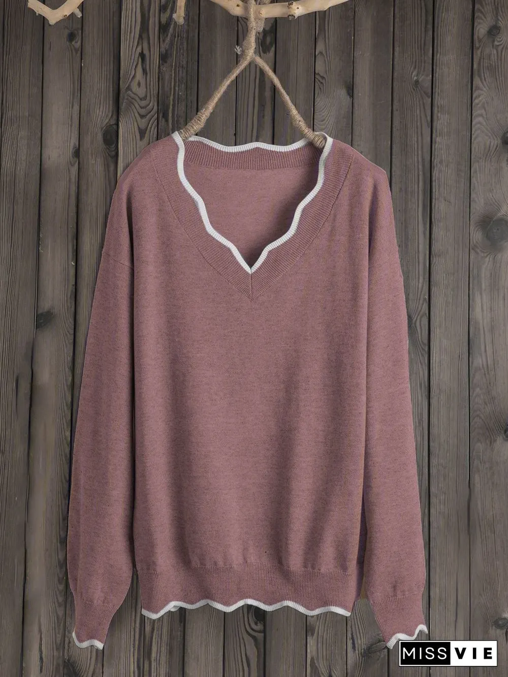 Plus Size Solid Loose Fit Women Pullover Wool Knit Sweaters