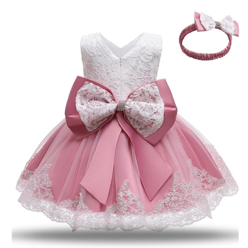 Baby Girl Dress 3pcs Elegant Princess Dress Birthday Party Dress Toddler Ball Gown Christening Gowns Infant Vestido For 0-2Yrs
