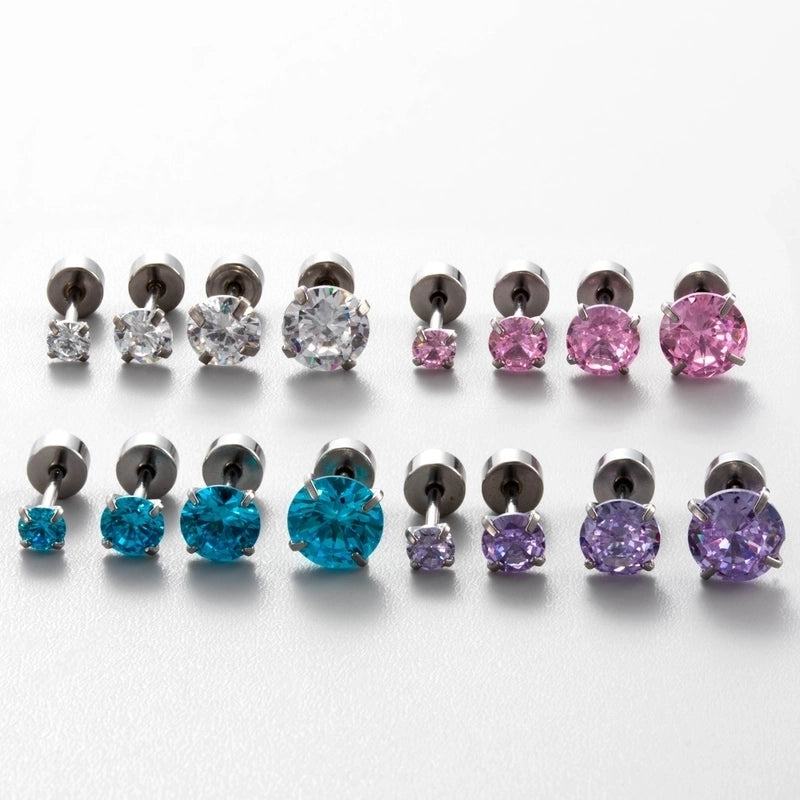 1 Piece Minimalist Classic Style Round Plating Inlay 316 Stainless Steel  Zircon 18K Gold Plated Ear Studs