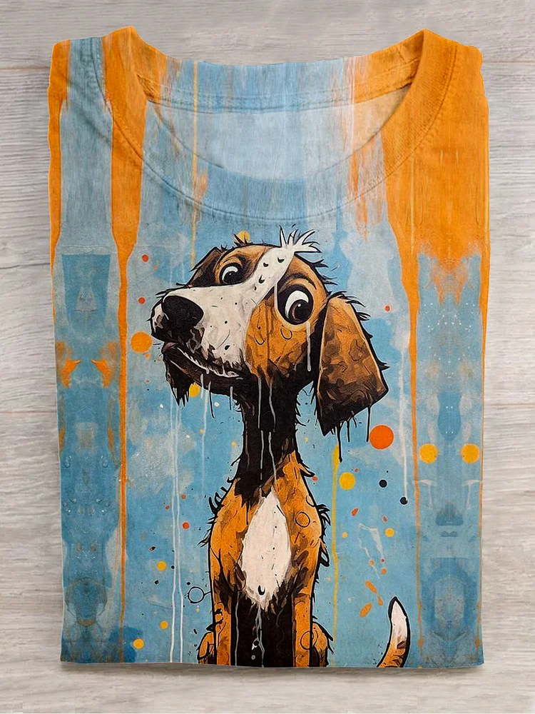 Cute Puppy Dog Animal Casual Print T-shirt