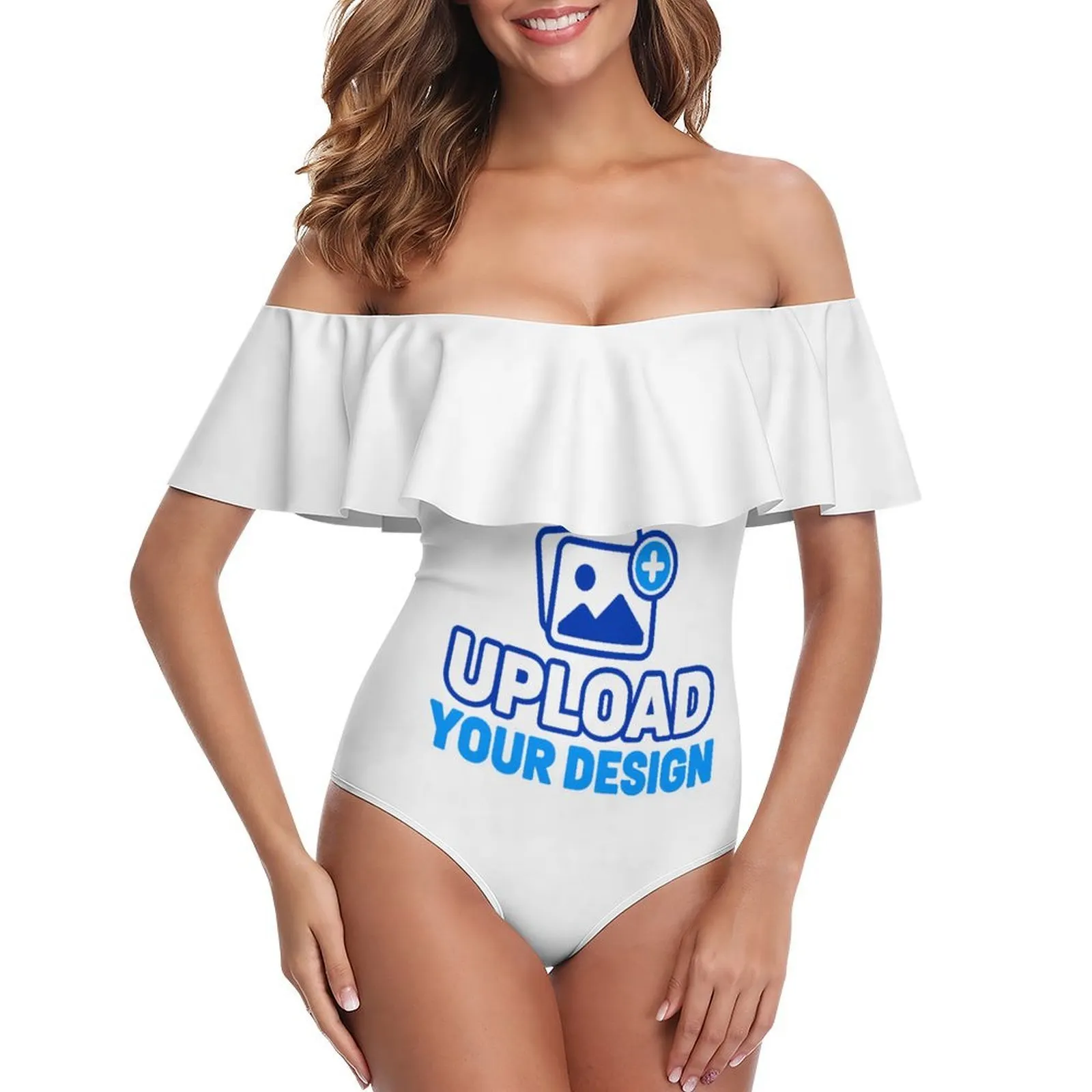 Off-Shoulder Ruffle One-Piece Swimsuit &ndash; personalized print product image 9