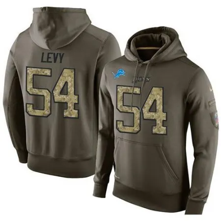NFL Men's  Detroit Lions #54 DeAndre Levy Stitched Green Olive Salute To Service KO Performance Hoodie