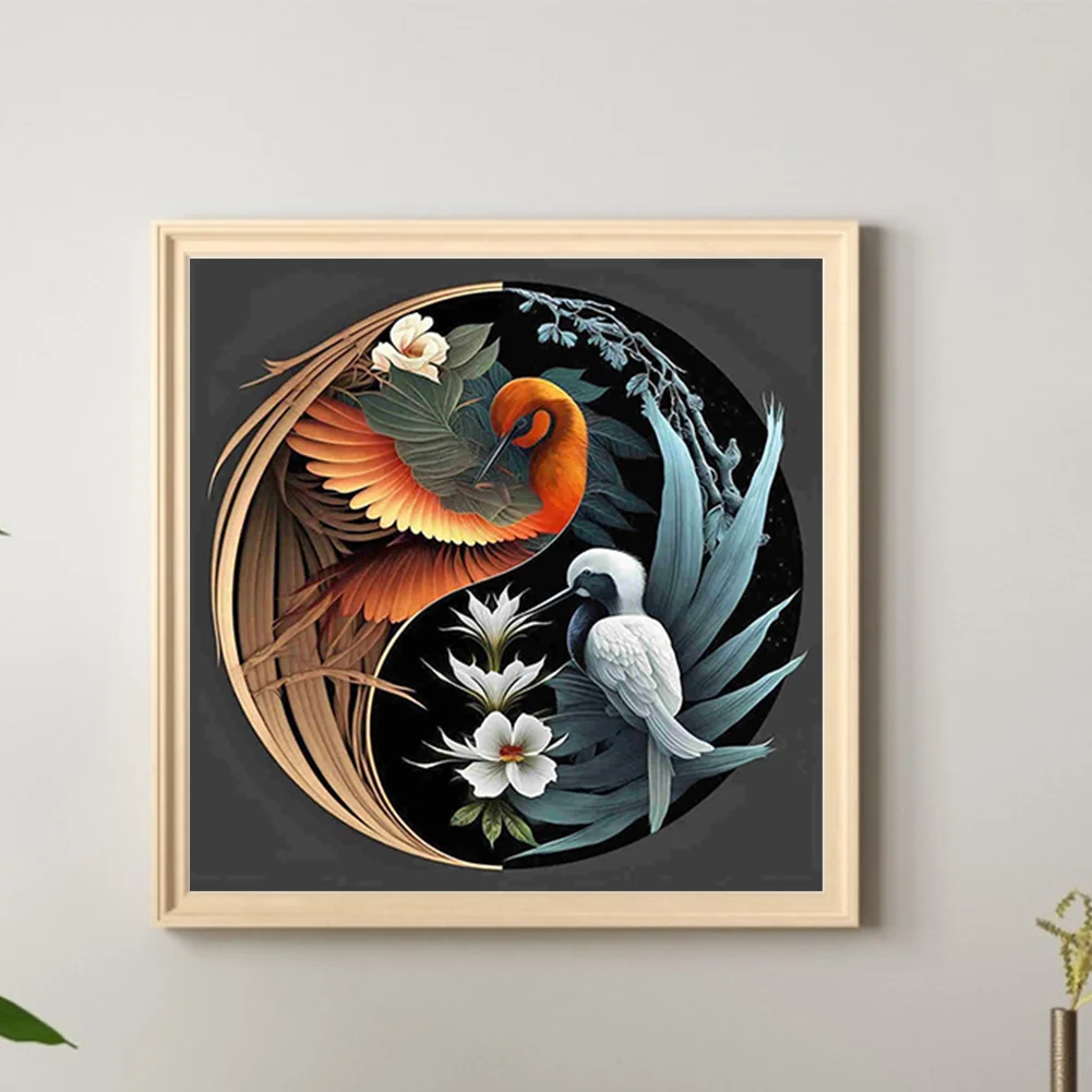 5D DIY Full Square Drill Diamond Painting Yin Yang Symbol Bird Decor (ZQA229)