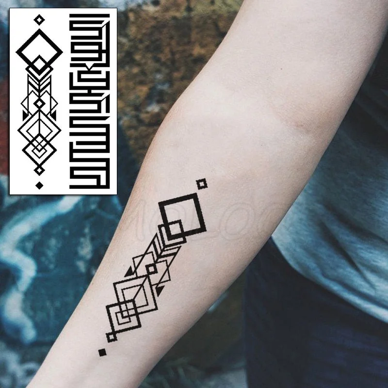 Water Transfer Tattoo Sexy Black Letter Lifeline Tattoo Body Art Waterproof Temporary Fake Flash Tattoo for Man Woman 10.5*6cm