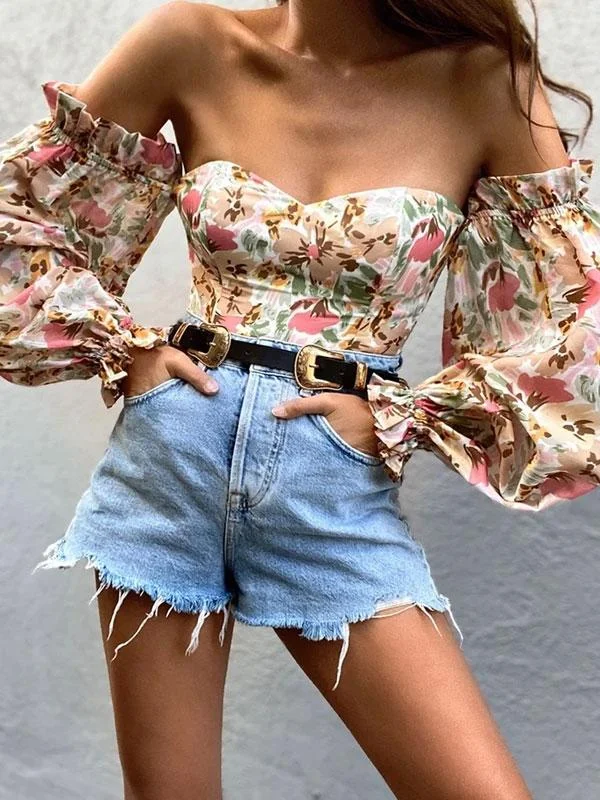 Off Shoulder printing top