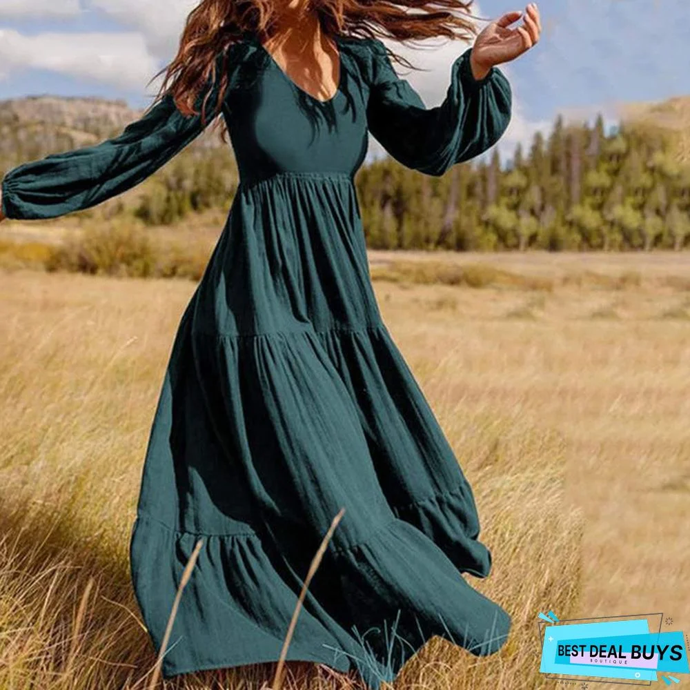 Commuter Temperament Women's Big Swing Dress Black Dresses