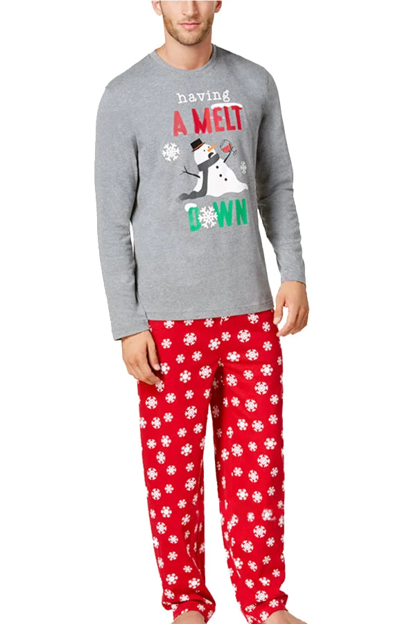 Christmas Matching Family Pajamas Snowman Snowflake Printed Loungewear-elleschic