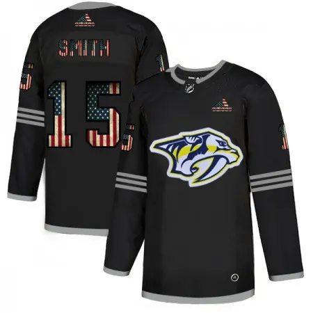 Men's  Nashville Predators #15 Craig Smith 2020 Grey USA Flag Stitched NHL Jersey