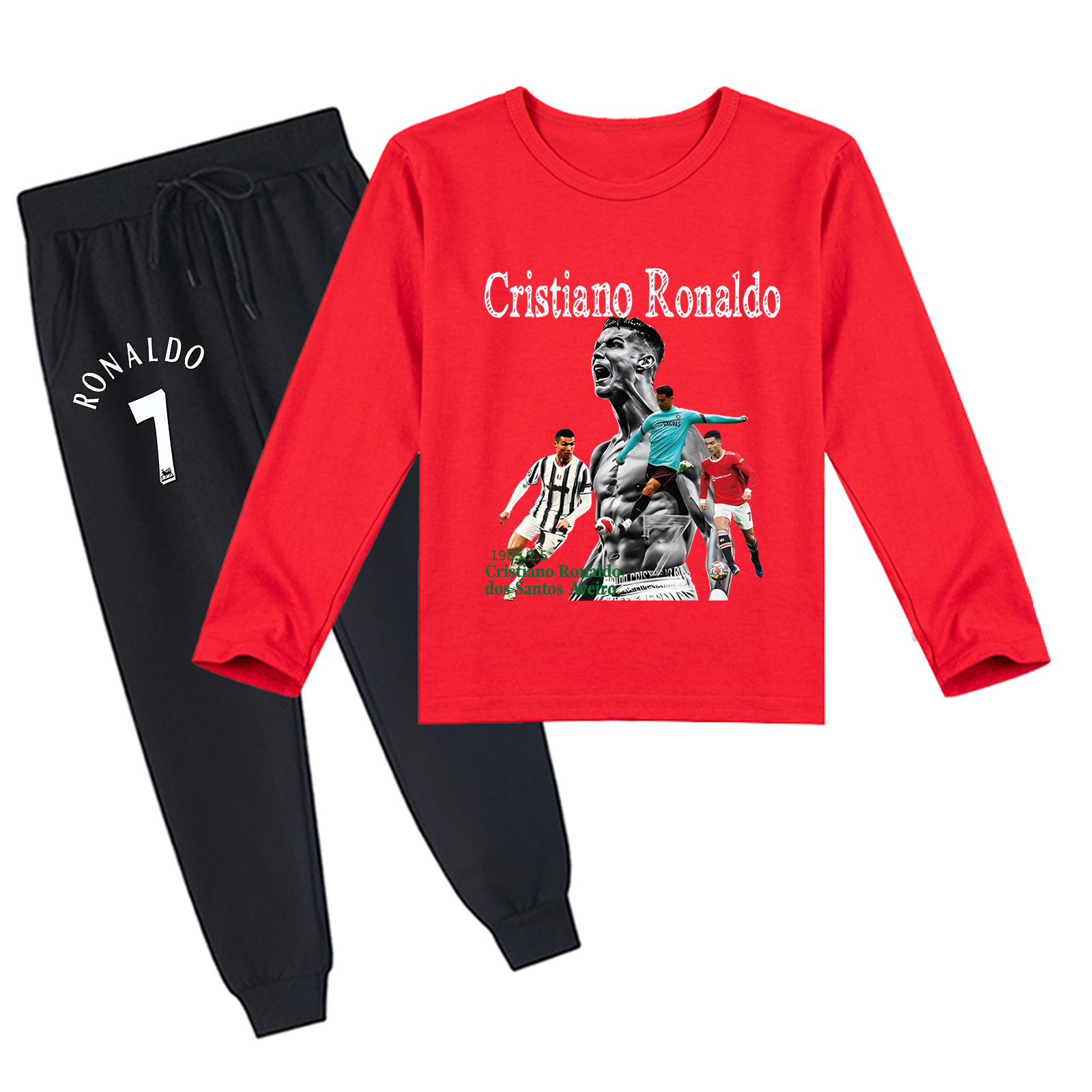Mayoulove CR7 Long Sleeve T-Shirt Set for Boys  Girls - Trendy Soccer Apparel, Perfect Gift for Young Fans-Mayoulove