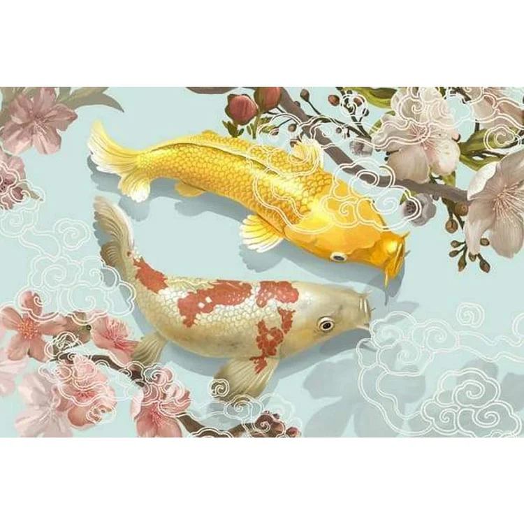 Koi Fish - Full Round Drill Diamond Painting - 40x30cm(Canvas)