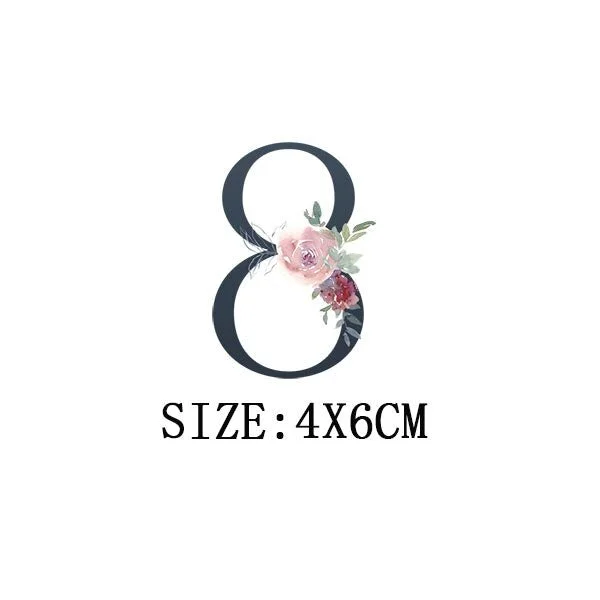 Beautiful Number Thermal Stickers On T-shirt Bag DIY Washable Patches Funny Design Iron On Transfers For Clothes Appliqued Decor