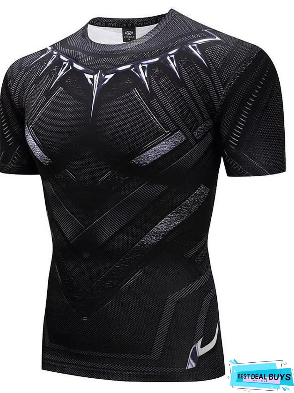 Men's 3D Graphic Print Slim T-Shirt Active Punk & Gothic Daily Sports Going Out Round Neck Black / Summer / Short Sleeve